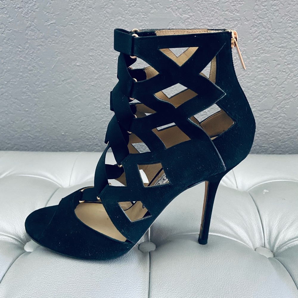 Jimmy Choo Laxman Suede Stiletto Heel Sandals